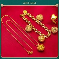 ราคา ASIX GOLD ชุดเครื่องประดับชุบทอง 24k สร้อยคอจี้รูปหัวใจ แหวนรูปหัวใจ แหวนหมั้น สีไม่ดําคล้ํา ไม่ลอกออก (18308590039)
