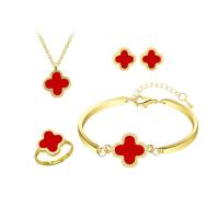 ราคา 4ชิ้น เซ็ตโคลเวอร์สี่ใบสี่ชิ้นฉบับภาษาเกาหลีทองคำสีกุหลาบสองด้านสร้อยคอต่างหูสร้อยข้อมือชุดเครื่องประดับสร้อยคอโคลเวอร์สี่แฉกสร้อยข้อมือชุดต่างหูแหวน4ชิ้น (19247798137)