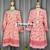 ราคา มินิเดรสผูกหลัง เดรสสั้นพิมพ์ลายสไตล์โบฮีเมี่ยน (20599719171)