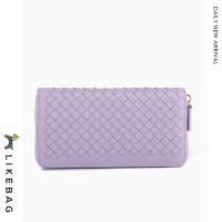 ราคา LIKEBAG หนังสานกระเป๋าสตางค์ยาวซิ๊ปการ์ดสำหรับสตรี (12424203282)