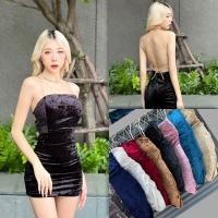 ราคา ชุดพีอาร์ เดรสสายสปาเก็ตตี้ ไขว้หลัง ผ้ากำมะหยี่ลายน้ำ ทรงสวย (20063553465)