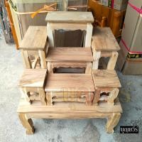 ราคา โต๊ะหมู่บูชาไม้สักทั้งชุดรวมฐาน หมู่ 7 หน้า 5 60 50 70 ซม รวมฐาน ไม้สัก งานยังไม่ได้ทำสี (20204700424)