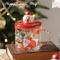 ราคา Violet Flamingo แก้วมัคพร้อมฝาปิดลายซานต้า แก้วกาแฟเซรามิคลายคริสมาสต์ (21019453372)