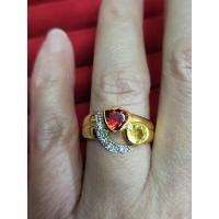 ราคา แหวนพลอยแฟนซีหัวใจแดงกลมเหลืองเพชรจิกชุบทอง (19479479004)