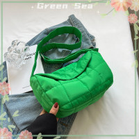 ราคา กระเป๋าใต้วงแขนกระเป๋าถือควิลท์แบบลำลองสำหรับเด็กผู้หญิงกระเป๋าโท้ทแฟชั่นสำหรับผู้หญิงทะเลสีเขียวฤดูใบไม้ร่วงฤดูหนาว (20455909940)