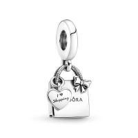 ราคา 925 sterling silver Shopping Bag Dangle Charm fit Snake chain women fashion DIY jewelry valentines day gift for girlfriend (12756919534)