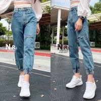 ราคา 2NaraJeans ยีนส์ทรงบอยเฟรน วินเทจสไตล์ ขาดเข่า เอวสูง ผ้ายีนส์ไม่ยืด ปลายขาจั๊ม สียีนส์ฟอก (12028584188)