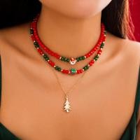 ราคา สร้อยคอลูกปัดติดคอคริสตัลสีแดง เขียวน่ารักแบบเกาหลีสร้อยคอแฟชั่นจี้รูปต้นคริสต์มาสและตุ๊กตาหิมะเครื่องประดับคริสต์มาส (20480538285)