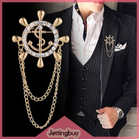 ราคา Jettingbuy เข็มกลัดติดเข็มกลัดหางเสือพลอยเทียมเข็มกลัดสมอเรือสำหรับท่านชายหญิงชุด Boutonniere (20320172539)