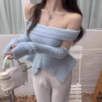 ราคา พร้อมส่งจากไทย U060 เสื้อไหมพรม ปาดไหล่ ขนมุ้งมิ้ง ผ้านิ่มๆ น่ารักมาก สไตล์เกาหลี (21302842953)