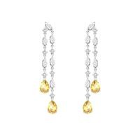 ราคา Merii ต่างหูเงินแท้ 925 ชุบโรเดียม ประดับเพชร CZ ทรงหยดน้ำสีเหลือง ต่างหูเพชรCZ Laureate 225E0230 01 (10271642100)