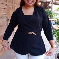 ราคา เสื้อไขว้หน้าแต่งโซ่ คอวี สาวอวบอ้วน ใส่เที่ยว ทำบุญ ออกงาน แฟชั่นไซส์ใหญ่ BIGSIZE อก 40 42 44 46 48 50 สีแดง สีกรม น้ำเงิน สีดำ (21191610319)