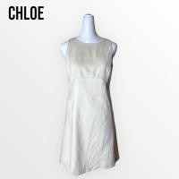 ราคา Chloe เดรสแขนกุดผ้าหนังกลับสีขาวออฟไวท์ (21349131675)