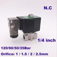 ราคา GOGO 90bar 50bar 35bar 2 way water high pressure solenoid valve 1 4 BSP 220V 12V Orifice 1 5 2 2 5mm N C SS304 valve (20181639624)