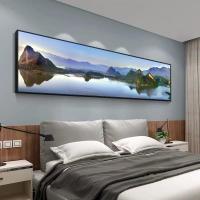 ราคา 20X80ซม ไม่มีกรอบ วิวศิลปะภูเขาและทะเลสาบภาพวาดผ้าใบทันสมัยห้องนั่งเล่นภาพตกแต่งผนังของขวัญ (13970784336)