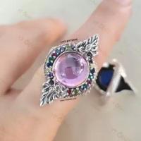 ราคา แหวนบ่วงนาคบาศ โอบมณีสีชมพู ทับทิม CZ ล้อมนพเก้า CZ แหวนเงินแท้ รมดำ YTG 11478 (11684948750)