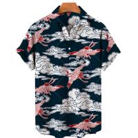 ราคา Camisa Masculina เสื้อพิมพ์ลายนกกระเรียนมงกุฎแดงชุดลำลองย้อนยุคพื้นเมืองฮาวายสำหรับผู้ชายเสื้อผ้านกกระเรียนแบบสั่งทำเสื้อขนาดใหญ่ (20792439129)