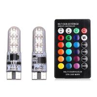 ราคา 2ชิ้น 1ชุด T10 LED T10 12V W5W 5050 SMD Auto Car RGB LED ภายในรถยนต์หลอดไฟส่องสว่างส่องสว่างส่องสว่างด้วยรีโมทคอนโทรล (21170769466)