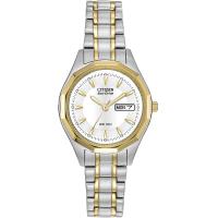 ราคา Citizen Eco Drive Corso Quartz Womens Watch Stainless Steel Classic Two Tone Model EW3144 51A (15900276149)