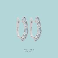 ราคา Vetiver pearl Aquamarine hoop earring ต่างหูพลอยแท้ อะความารีน ตัวเรือนเงินแท้925 ชุบทองคำขาว 18k จัดส่งไว (21368040941)