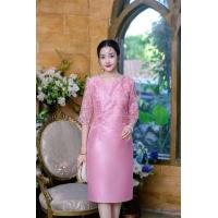 ราคา เดรสผ้าไหมเย็บคลุมลูกไม้ซีทรูช่วงบน สวยหรู สวมสบาย สีน้ำตาลทอง สีชมพู ขนาด s 3XL ออกงาน ราตรี ปาร์ตี้ สังสรรค์ (21267525364)