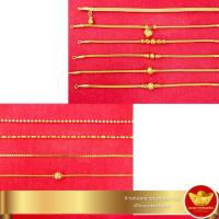 ราคา ไม่รับปลายทาง KNR สร้อยมือทอง 1 สลึง ลายเบนซ์ ลงยา งาน2สี เลื่อนดูรูป (20576751937)