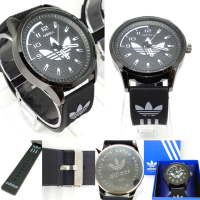 ราคา ฟรีกล่อง นาฬิกาแฟชั่น ผช ผญ สายดำadidas ระบบเข็ม สกินลายตัวล้อคและสาย นาฬิกาข้อมือ RC136 (5019538144)
