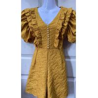 ราคา ชุดเซ็ทจั๊มผ้าอัดนูน แต่งกระดุมมุก สีเหลืองทอง สีสวยมาก L XL ใส่ได้ (18509709512)