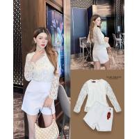 ราคา NABIBRAND NB0166W ชุดเซต 2 ชิ้น เสื้อแขนยาวผ้าลูกไม้ แมทช์กับ กางเกงขาสั้น (19695464080)