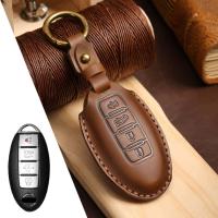 ราคา Car Key Case Cover Fob Holder Leather Pouch Keychain Accessories for Nissan Sylphy Bluebird Qashqai Tiida X Trail Bluebird Shell (16241708845)