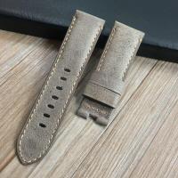 ราคา AAA Quality 24mm Brown Gray Vintage retro Italy Genuine Leather Watchband For PAM111 PAM Watch Strap With Butterfly buckle Belt (16505524366)
