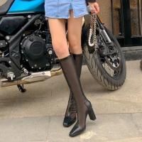ราคา รองเท้าบูทส้นสูงใส่แล้วดูผอมรองเท้าบูทยาวรองเท้าบูทตาข่ายเข้าชุดง่ายรองเท้าบูทตาข่ายกลวงสำหรับผู้หญิง (20501244600)
