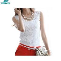 ราคา เสื้อเสื้อกล้ามกั๊กถักโครเชต์ลูกไม้ลายดอกแขนกุดผู้หญิงเสื้อ S M L Xl XXL Sสีขาว (19998434454)