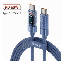 ราคา Toocki 60W 100W Transparent Data Charging Cable Type C To Type C for Macbook Pro IPad Auto Power Off with LED Light 5A PD Fast Charging Cable for Samsung S23 S22 Ultra S21 S20 Note 20 Huawei Xiaomi (1