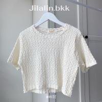 ราคา มีสีมากกว่าในรูป เสื้อครอปผ้าย่น เสื้อครอปผ้าอัดย่นเกาหลี เสื้อครอป (16195271111)