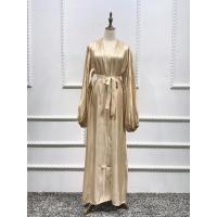 ราคา Eid Djellaba Abaya ดูไบเงานุ่มพัฟแขนมุสลิม Silky Abaya ดูไบตุรกีมุสลิมชุดอิสลาม Abayas กับเข็มขัด WY56 (21357332457)