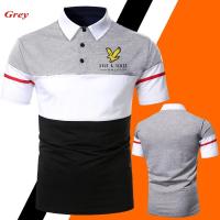 ราคา New arrival New Fashion Lyle Scott Classic Wide Stripe polo T Shirt Mens Stitching Color Lapel T Shirt Slim fit (21119406120)