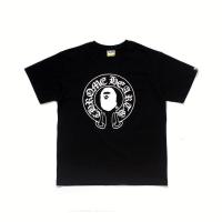 ราคา BAPE เสื้อยืดคอกลมแขนสั้นผ้าคอตตอนพิมพ์ลายกากบาทสำหรับสำหรับทั้งหญิงและชาย (19413250021)