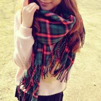 ราคา Hot sell Ladies scarf knitting wool cashmere Ms Han edition warm grid collar joker shawl (19660062876)