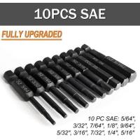 ราคา 10 Pcs SAE Metric Hex Head Allen Wrench Drill Bit Set 1 4 quot Diameter Quick Release Shank Magnetic Screwdriver Bit Set (17229100686)