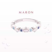 ราคา MARON ของแท้ แหวนพลอยดาว Blue Sapphire และ Blue topaz เงินแท้ แถมฟรี ผ้าเช็ดเครื่องประดับ มีใบรับประกัน พร้อมกล่อง พร้อมส่ง I Mythical Stars Band Ring Jewelry (7535160506)