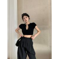 ราคา Cici 10249 เสื้อแขนสั้นขนมิ่งไหมพรม ดีเทลเพิ่มเว้าลึก เนื้อผ้านุ่มนิ่มมากจับแมทซ์ได้ทุกลุค (18112088371)