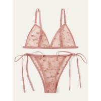 ราคา ชุดชั้นใน ลูกไม้ ชุดนอนไม่นอนนอนสีชมพู ซีทรู ลายดาว บราลูกไม้ กางเกงในซีทรู พร้อมส่งในไทย (20379479368)