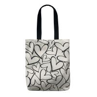ราคา Stylish Canvas Bag Shopping Bag Women Tote Tote Bag Canvas Tote Bag Canvas Handbag Heart Pattern Canvas Bag (20333900272)