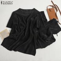 ราคา Esolo ZANZEA ชุดลำลองจับจีบ2ชิ้นสำหรับผู้หญิงชุดเสื้อชุดกีฬาแขนยาวกางเกงกางเกงขาม้าสีพื้นเสื้อทรงหลวมคอกลม (20333385810)