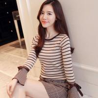 ราคา แขนทรงระฆังเสื้อกันหนาวลายทางแขนยาวเสื้อกันหนาวผู้หญิงเสื้อกันหนาวเกาหลีสไตล์เสื้อยาวปิดถึงก้นบางเสื้อผู้หญิง (9709364731)