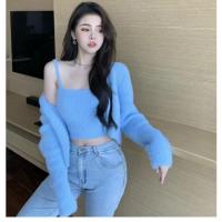 ราคา Grace Chili พร้อมส่ง ชุดเซ็ต2ชิ้น เสื้อคลุมขนมิ้ง เสื้อสายเดี่ยว ผ้าไหมพรมขนมิ้งนุ่มนิ่ม น่ารัก ฟรุ้งฟริ้ง F854 (21352200321)