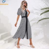 ราคา LeadingStar โพลีเอสเตอร์100 เดรสเข้ารูปเอวสีดำและลายจุดสีขาวสำหรับผู้หญิงจัดส่งที่รวดเร็วฤดูใบไม้ผลิและฤดูร้อน cod (18519202628)