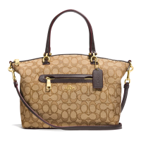 ราคา กระเป๋าถือ COACH แท้ ผ้าลาย SIGNATURE สายหนังแท้ มีสายยาว รุ่นใหม่ COACH 58875 PRAIRIE SATCHEL IN SIGNATURE JACQUARD Brown (21357859078)