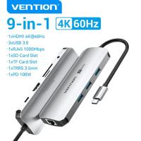 ราคา Vention ฮับ USB C ชนิด C ไปยัง USB 3 0 4K HDMI VGA PD RJ45ตัวแปลงเครือข่ายอุปกรณ์เพิ่มช่องยูเอสบีเต็มรูปแบบศูนย์กลางสำหรับ Macbook ฮับชนิด C (20413270634)